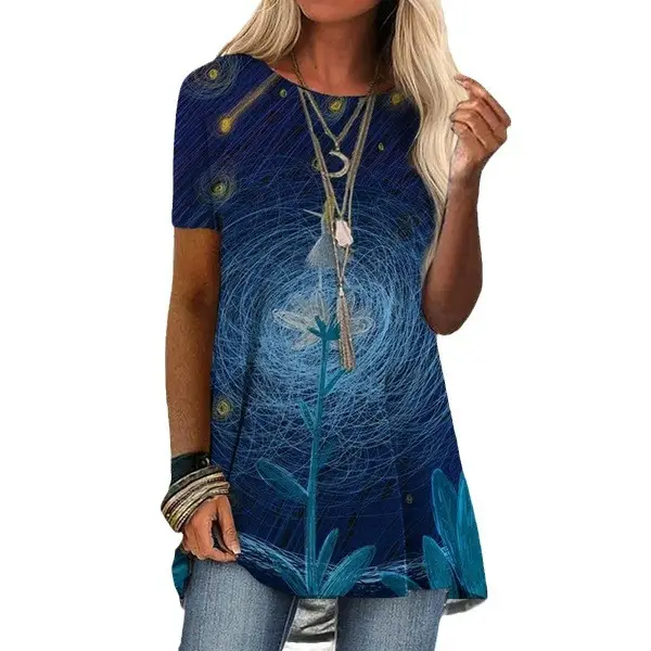 Women's Brown Digital Print T-Shirt Short Sleeve - Image 10