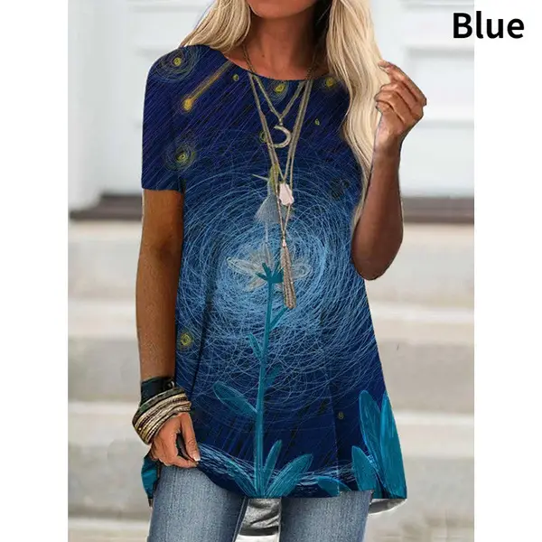 Women's Brown Digital Print T-Shirt Short Sleeve - Image 5