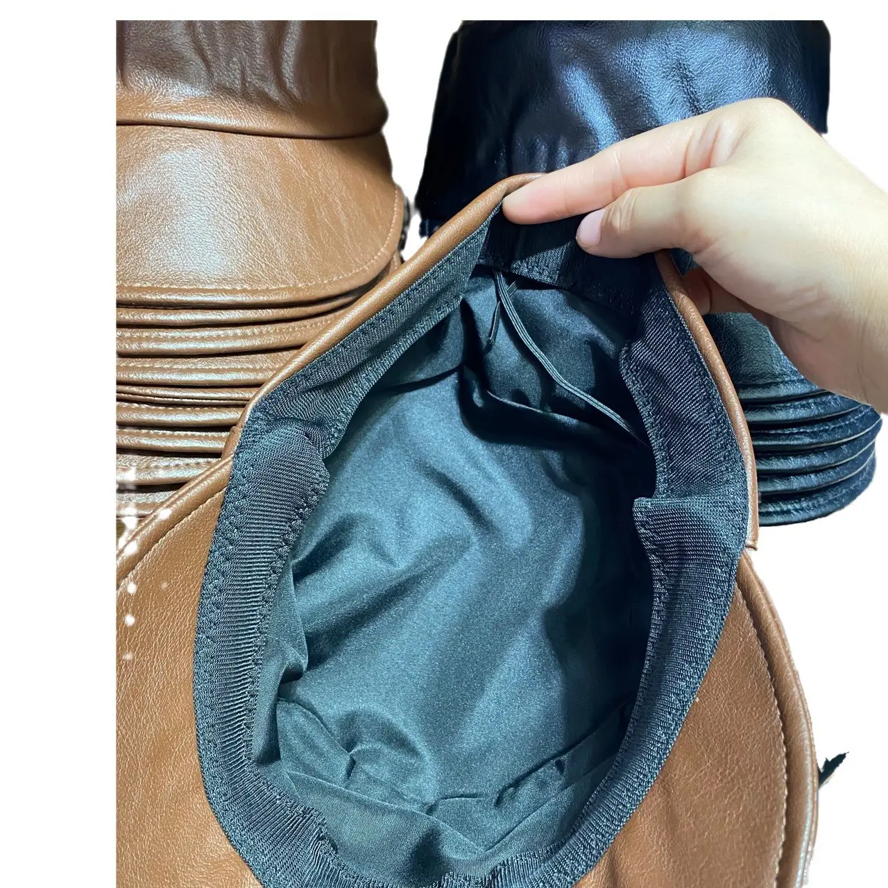 2023 Black Leather Flat Cap Women's Casual Winter - Image 5