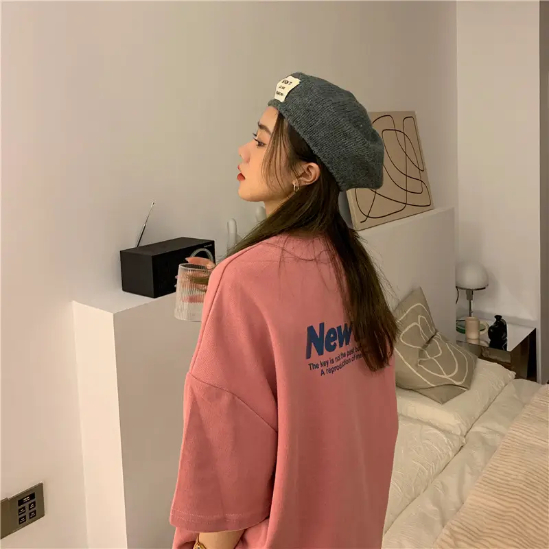 New Tro Women's Grey Letter Print T-Shirt Large — feature 20