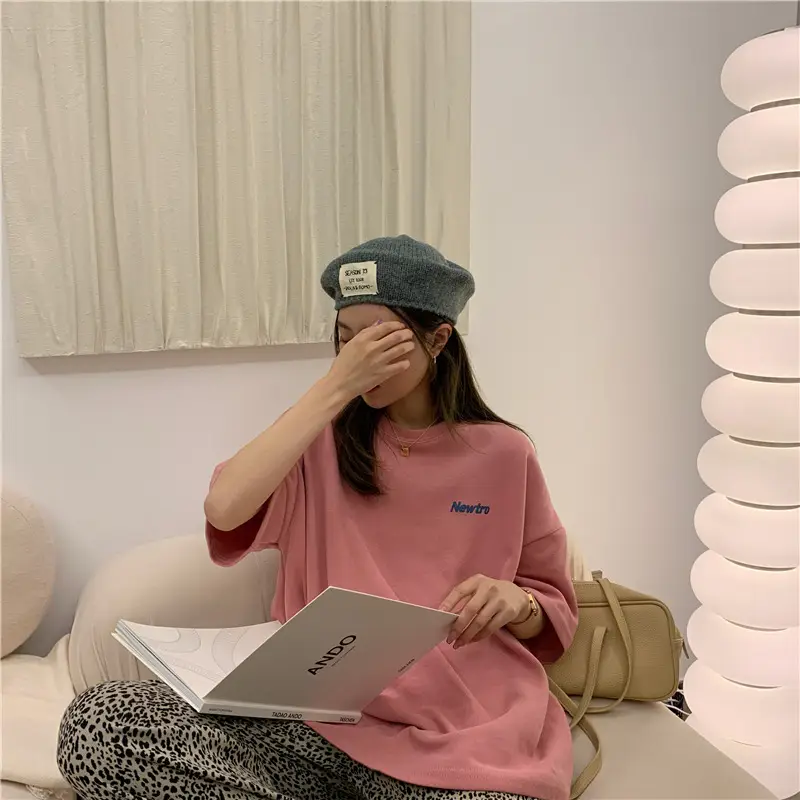 New Tro Women's Grey Letter Print T-Shirt Large — feature 24