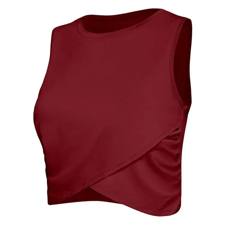 Women's Maroon Cross Neck Vest Solid Color - Image 2