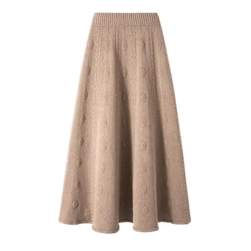 Women Knitted Wool Skirt Gray High Waist Autumn Winter - Image 9