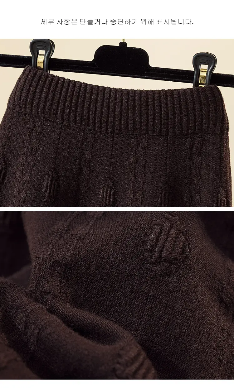 Women Knitted Wool Skirt Gray High Waist Autumn Winter — feature 11