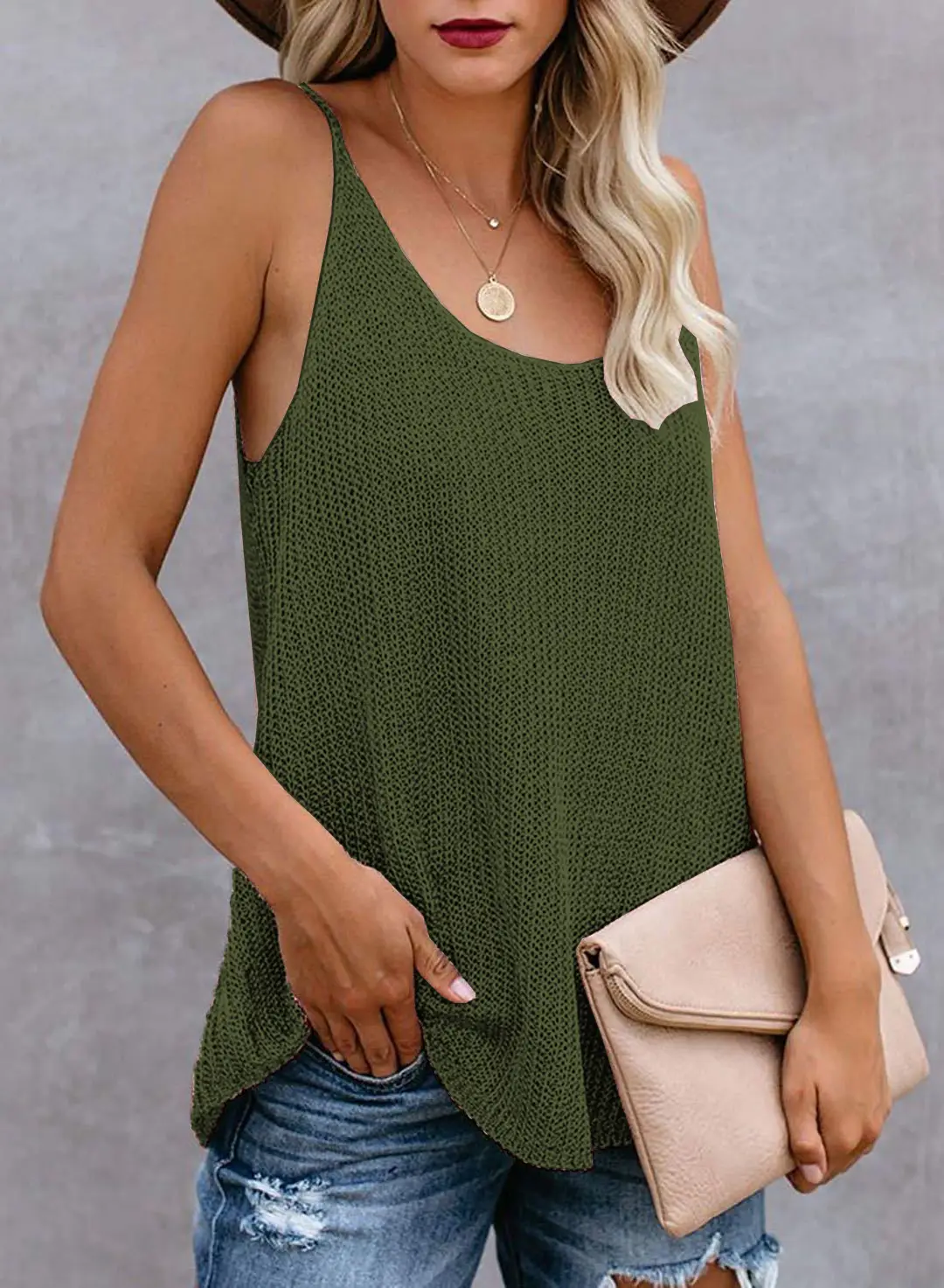 Women's 2025 Knit Round Neck Top Light Blue Loose - Image 11
