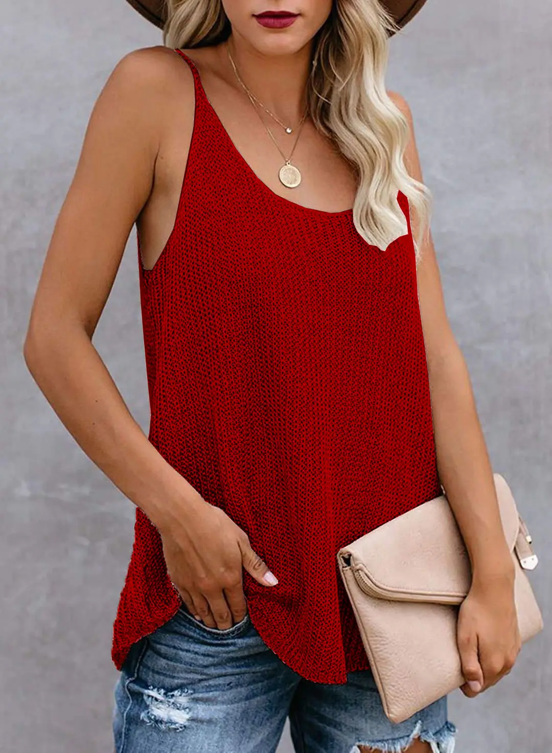 Women's 2025 Knit Round Neck Top Light Blue Loose - Image 4