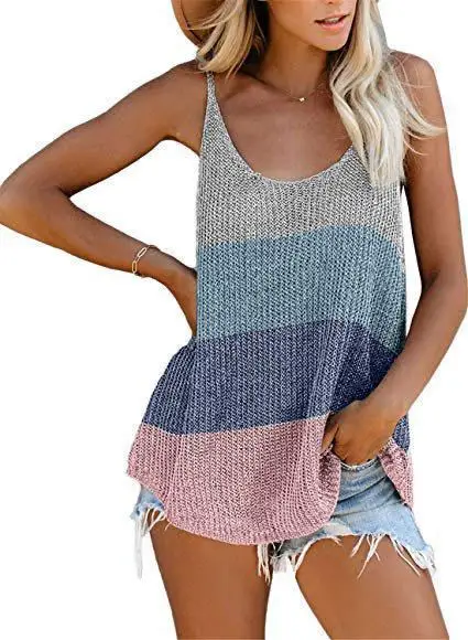 Women's 2025 Knit Round Neck Top Light Blue Loose - Image 9