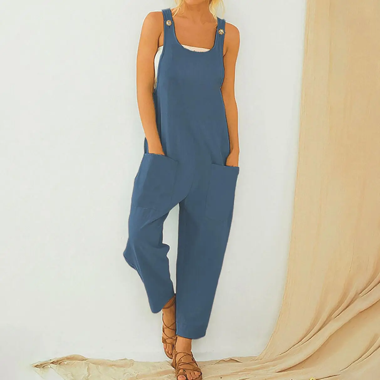 Women's Olive Green Strap Pants Set Slim Fit Casual 2023 - Image 3