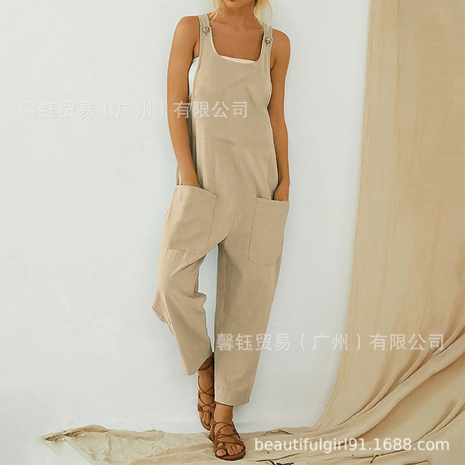 Women's Olive Green Strap Pants Set Slim Fit Casual 2023 - Image 5