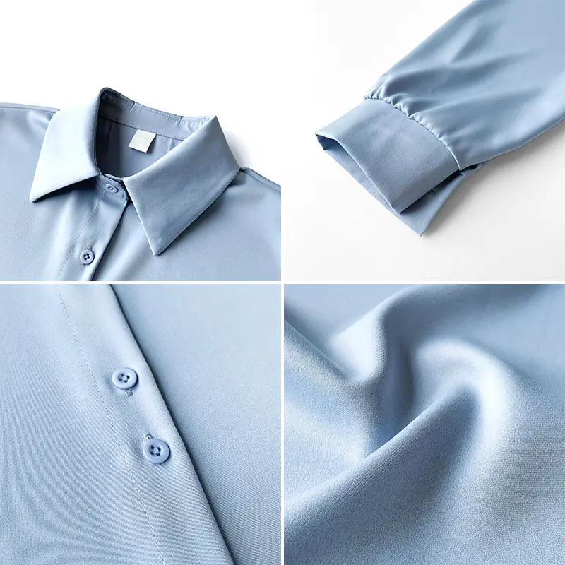 Women's Light Blue Chiffon Button-Up Shirt