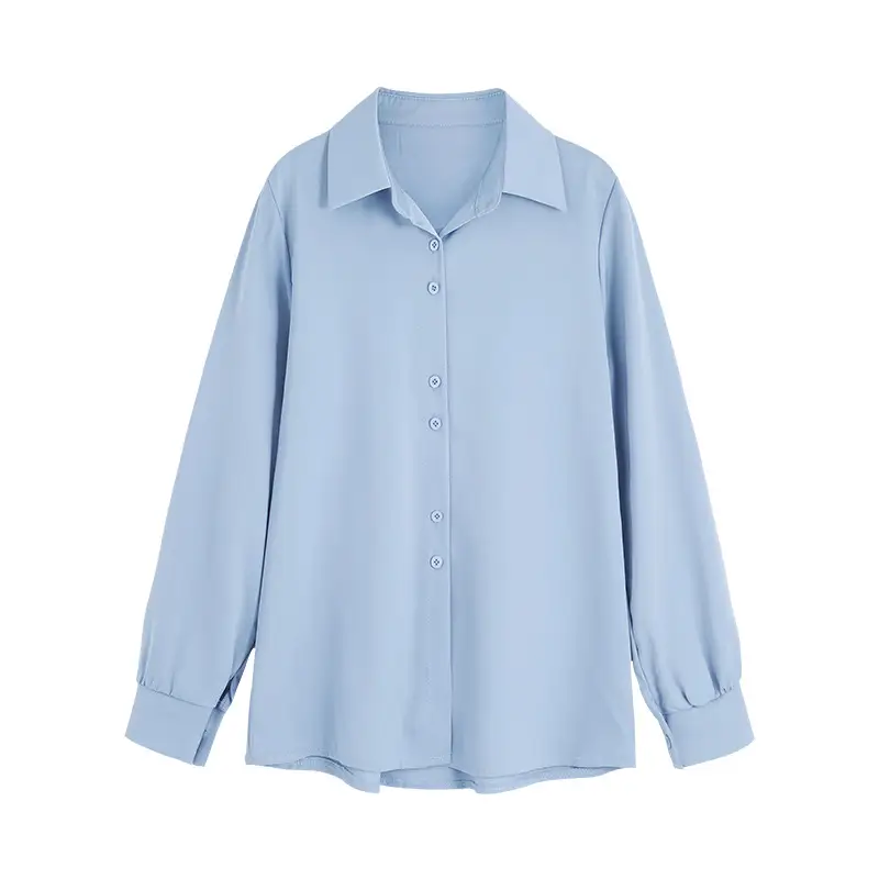 Women's Light Blue Chiffon Button-Up Shirt
