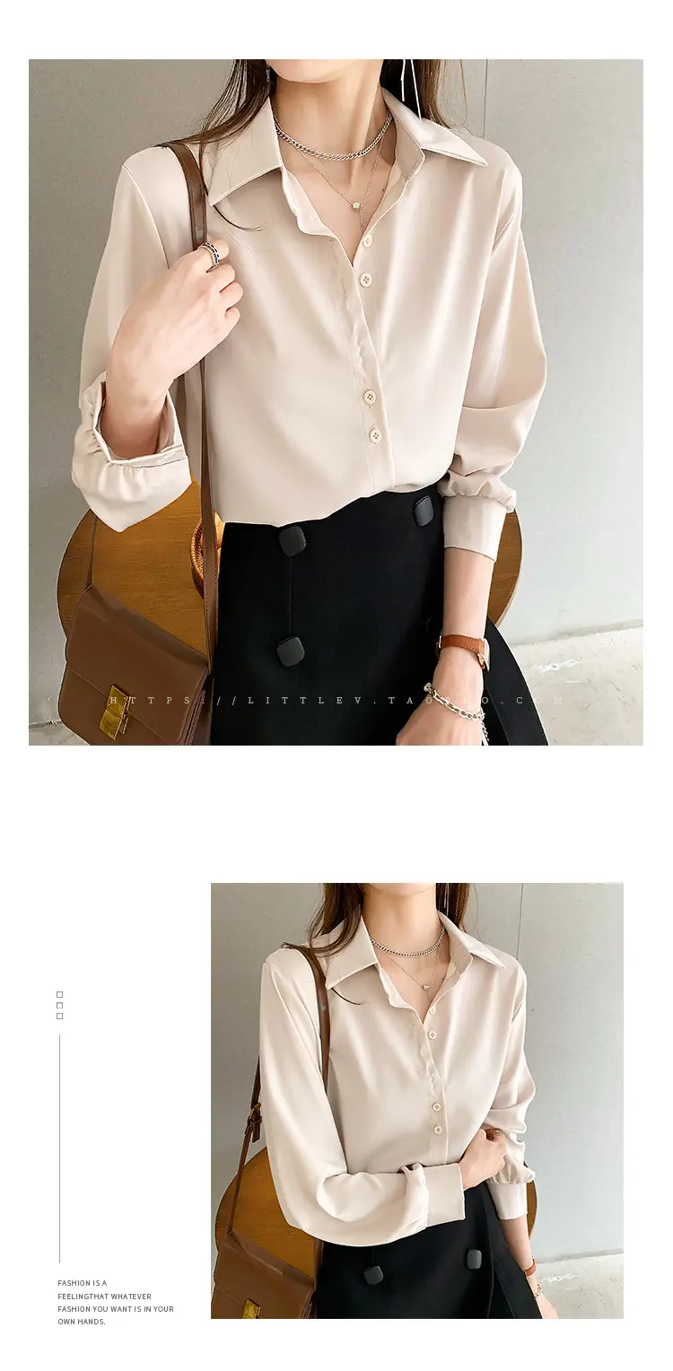 Women's Light Blue Chiffon Button-Up Shirt — feature 22