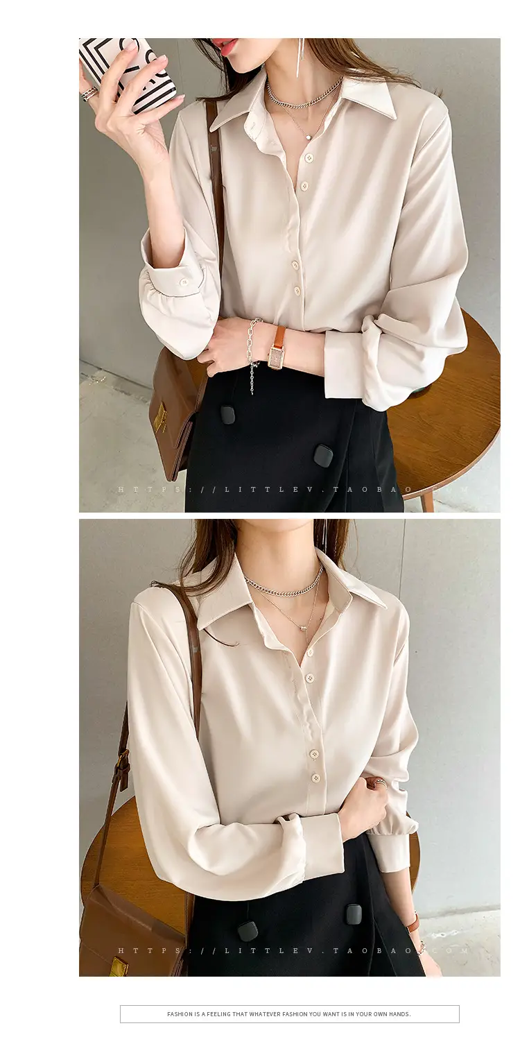 Women's Light Blue Chiffon Button-Up Shirt — feature 25