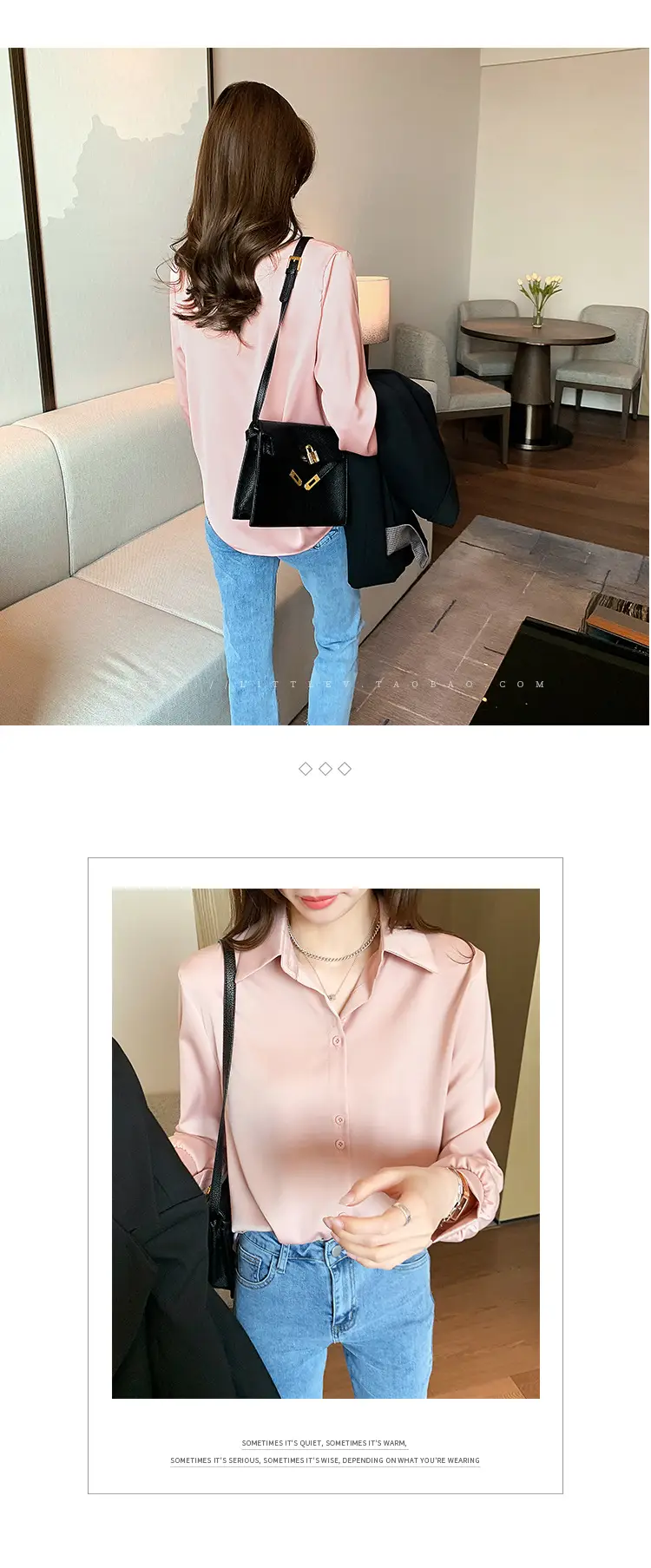 Women's Light Blue Chiffon Button-Up Shirt — feature 8