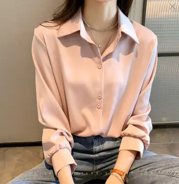 Women's Light Blue Chiffon Button-Up Shirt