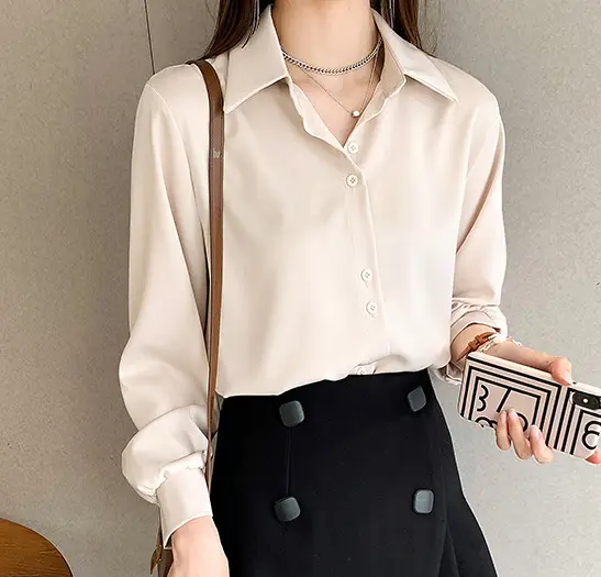 Women's Light Blue Chiffon Button-Up Shirt