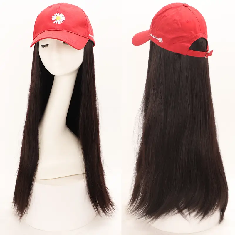 Red Peaked Cap with Daisy Embroidery for Women - Image 5