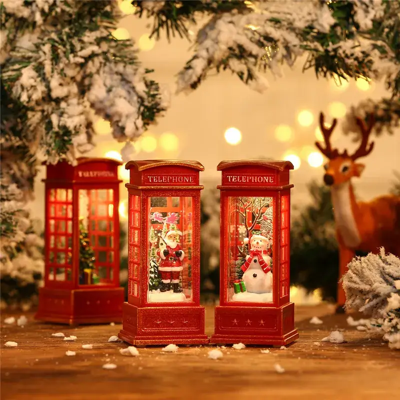 Christmas Telephone Booth Decor for Elderly Snowman Lamp - Image 14