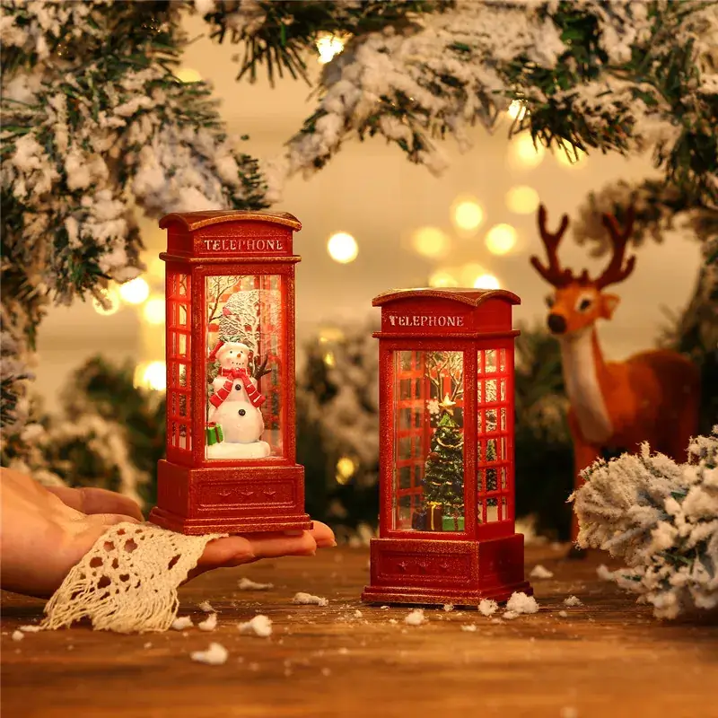 Christmas Telephone Booth Decor for Elderly Snowman Lamp - Image 15
