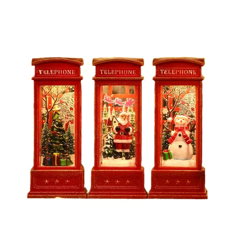 Christmas Telephone Booth Decor for Elderly Snowman Lamp - Image 17