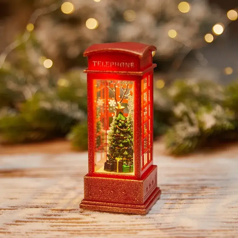 Christmas Telephone Booth Decor for Elderly Snowman Lamp - Image 3