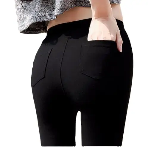 Black Ripped High Waist Leggings Women Plus Size - Image 8