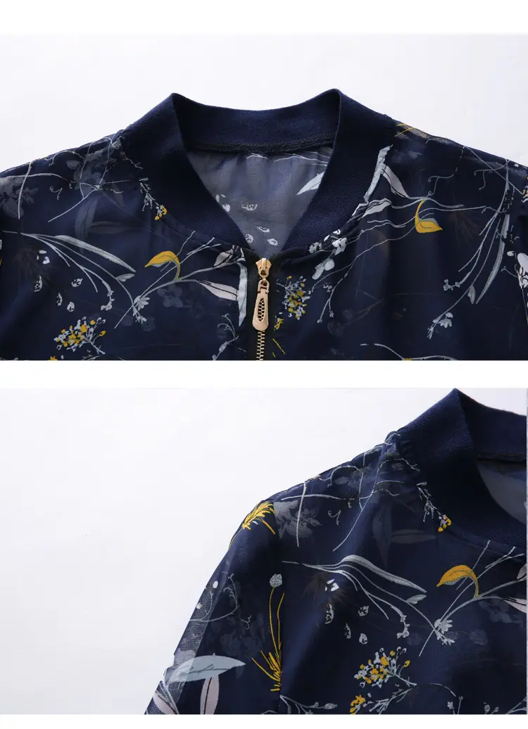 Chiffon Floral Zipper Coat Large Women Summer Wear — feature 31