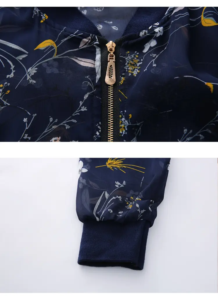 Chiffon Floral Zipper Coat Large Women Summer Wear — feature 32