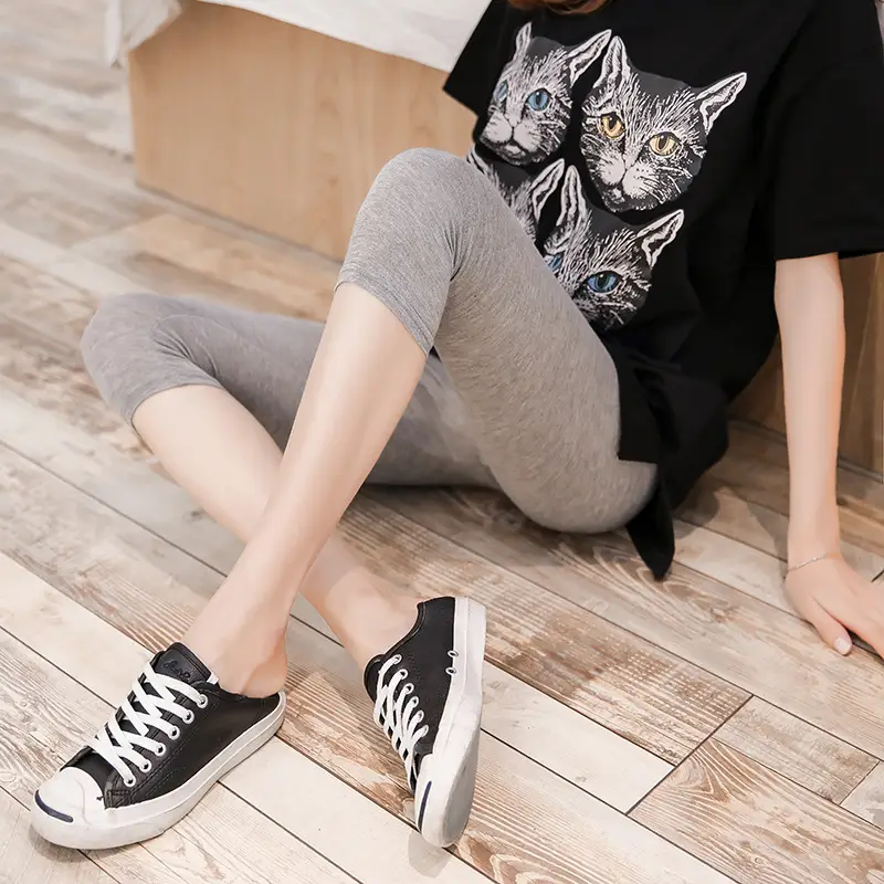 Women 7-Pc Leggings Solid Color Slimming Mid Length - Image 10