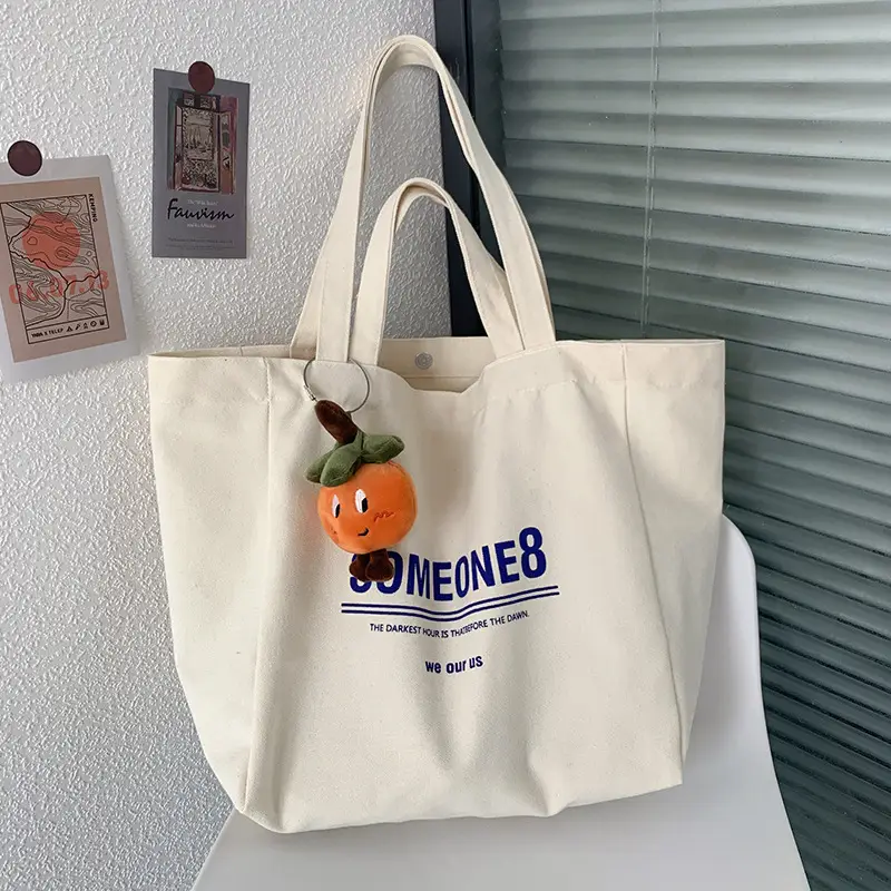 Women Canvas Tote Bag Hello Apple Design Large Capacity — feature 14