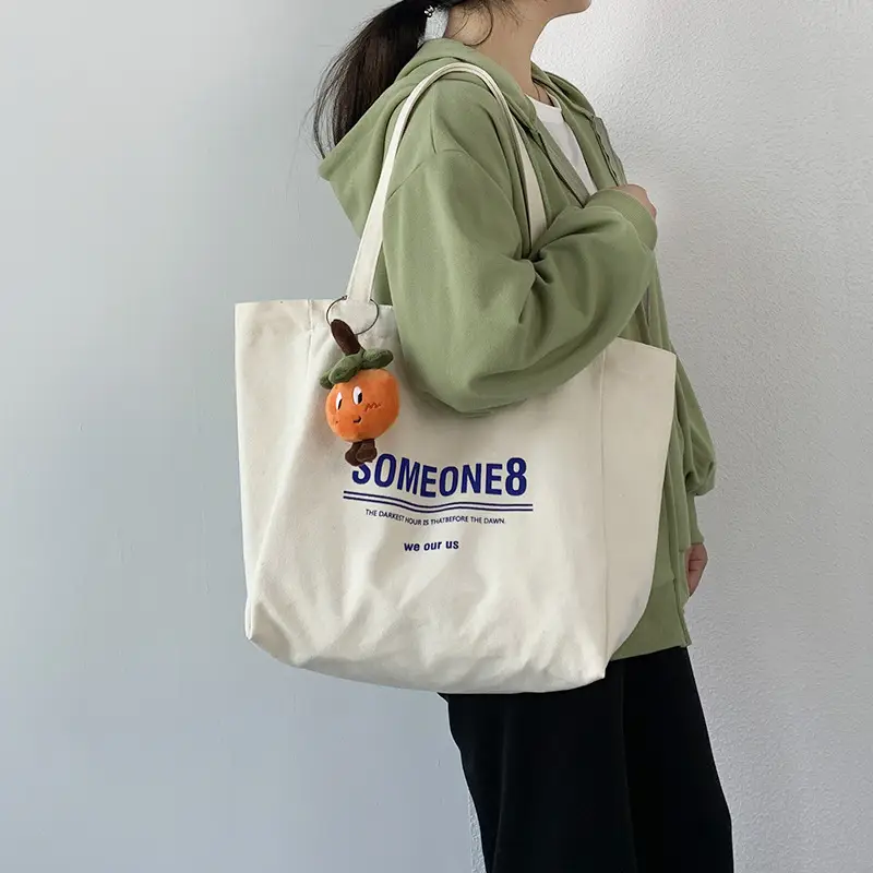 Women Canvas Tote Bag Hello Apple Design Large Capacity — feature 21
