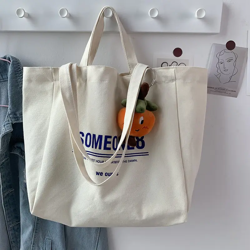 Women Canvas Tote Bag Hello Apple Design Large Capacity — feature 32