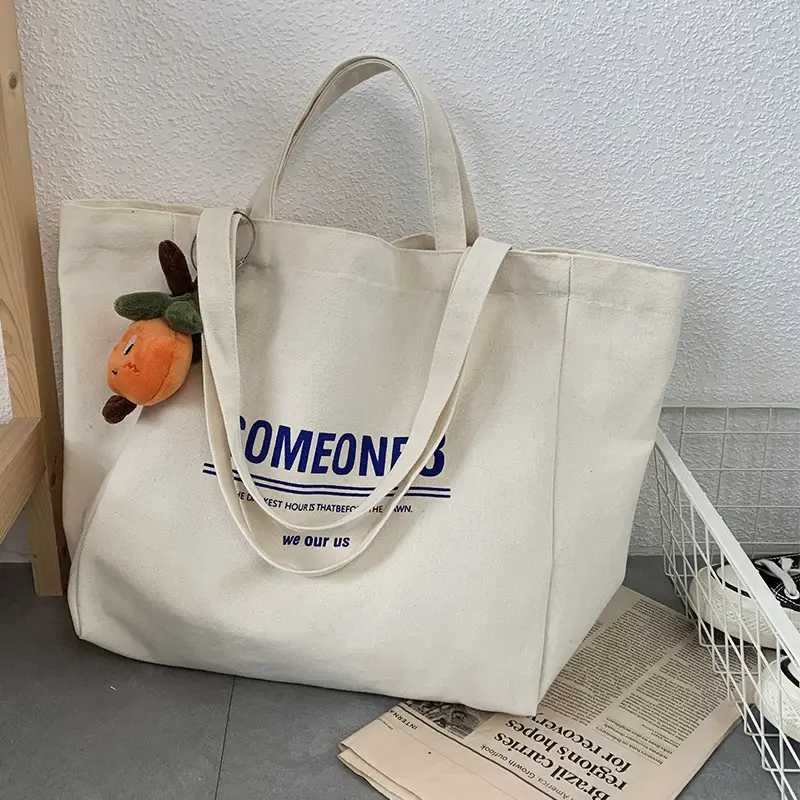 Women Canvas Tote Bag Hello Apple Design Large Capacity — feature 34