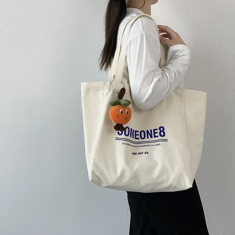 Women Canvas Tote Bag Hello Apple Design Large Capacity — feature 35