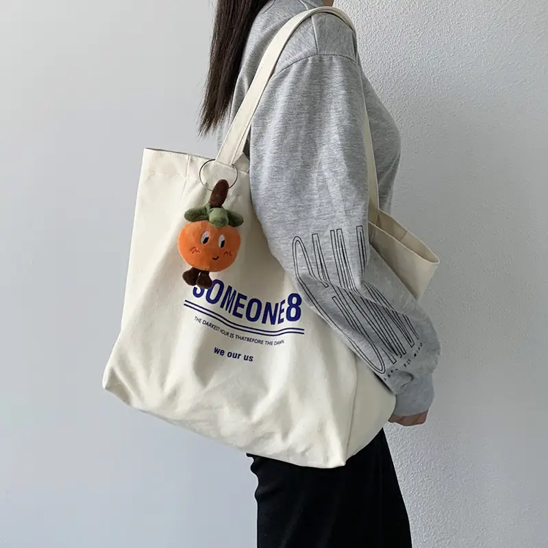 Women Canvas Tote Bag Hello Apple Design Large Capacity — feature 36