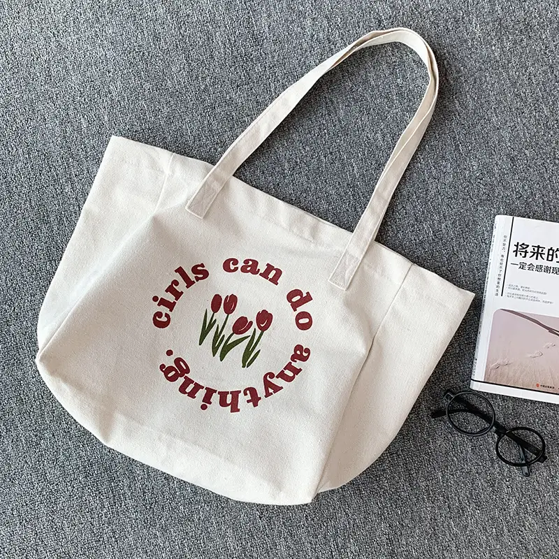 Women Canvas Tote Bag Hello Apple Design Large Capacity — feature 4