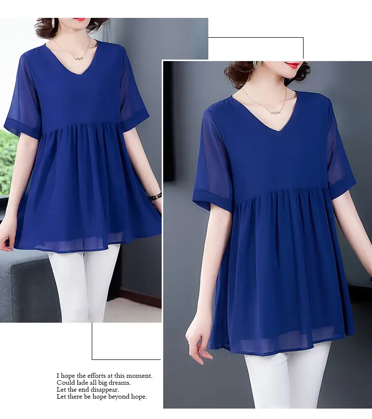 2026 Plus Size Chiffon Blouse Black V-Neck Loose Fit — feature 26