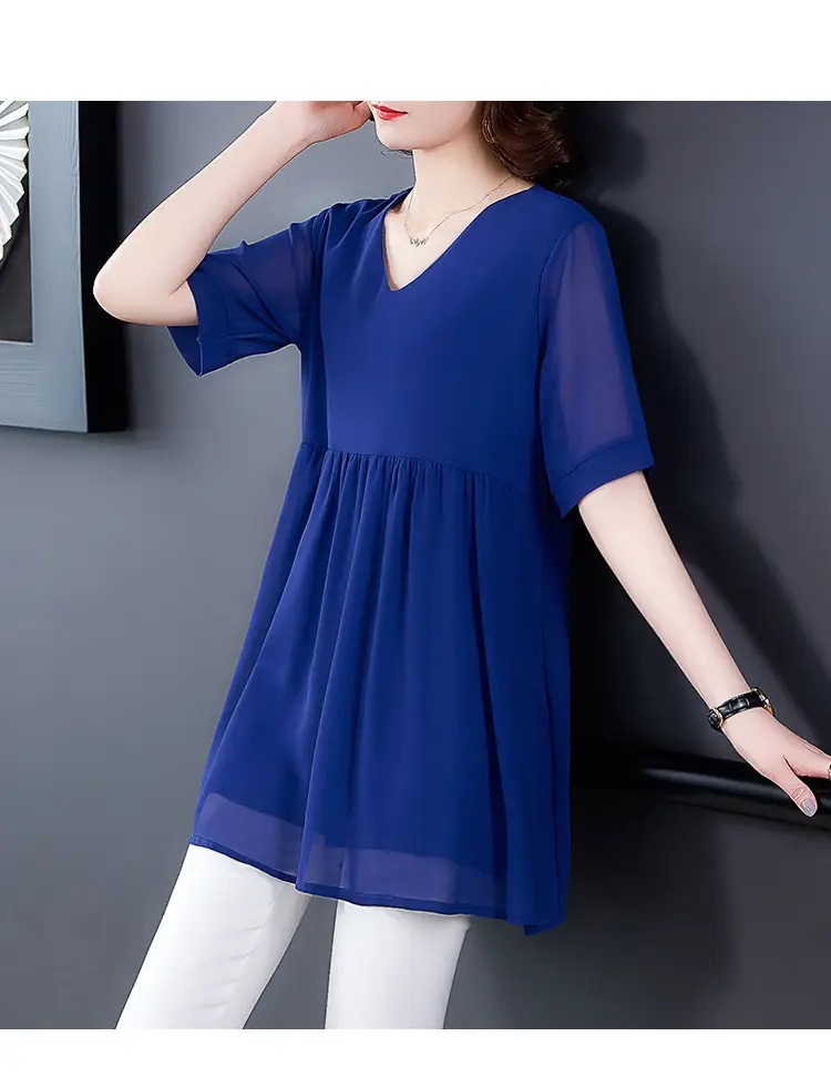 2026 Plus Size Chiffon Blouse Black V-Neck Loose Fit — feature 27