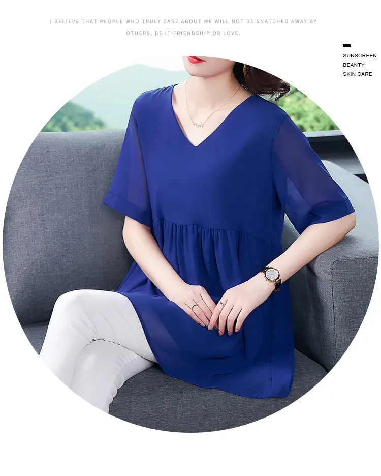 2026 Plus Size Chiffon Blouse Black V-Neck Loose Fit — feature 28