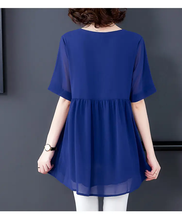 2026 Plus Size Chiffon Blouse Black V-Neck Loose Fit — feature 30