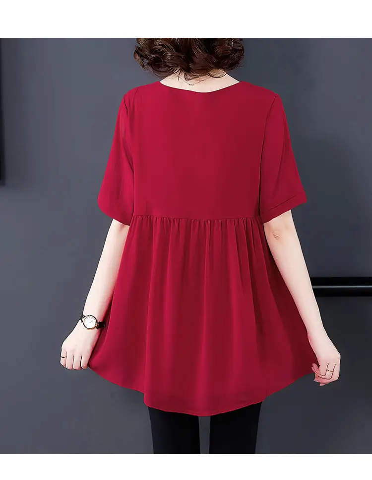 2026 Plus Size Chiffon Blouse Black V-Neck Loose Fit — feature 37
