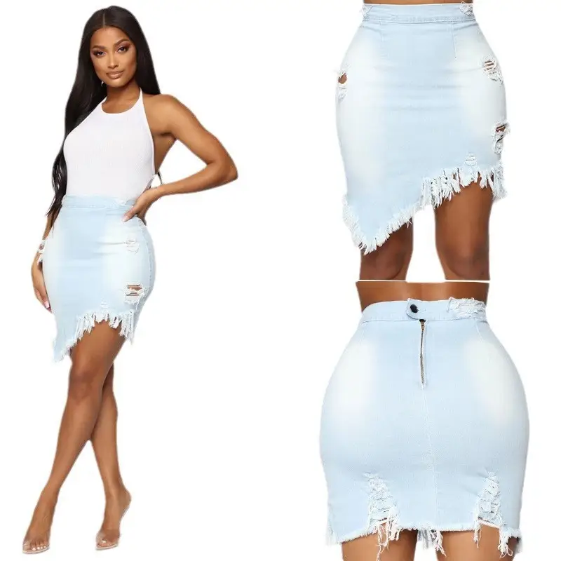 Women Mid-Length Skirt 2022 Summer White Black Tassel - Image 8