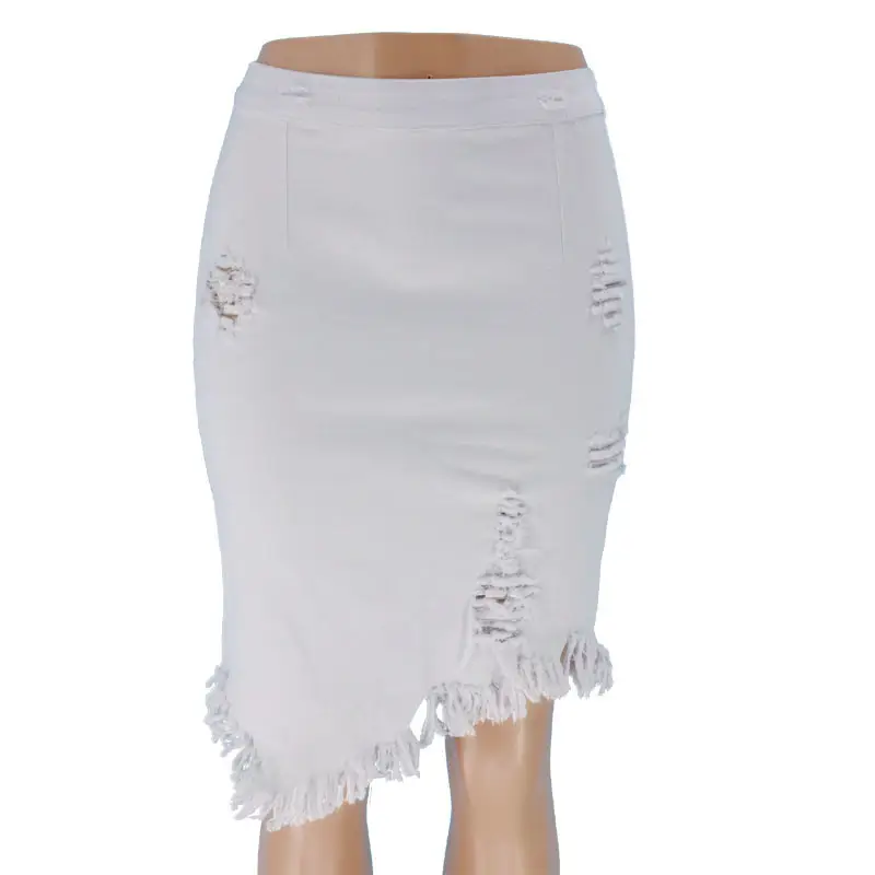 Women Mid-Length Skirt 2022 Summer White Black Tassel — feature 8