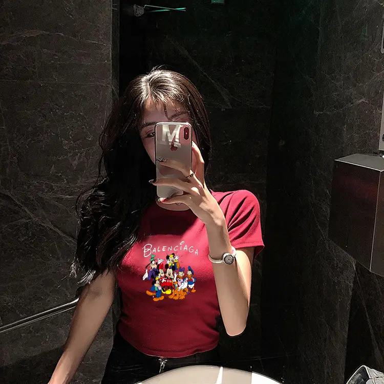 Women Balenciaga Printed Summer T-Shirt Cream — feature 10