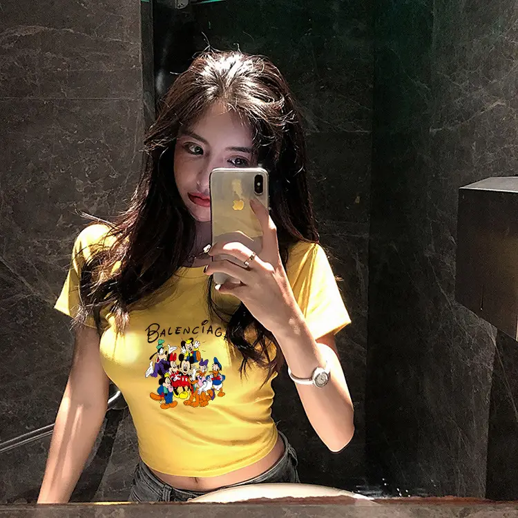 Women Balenciaga Printed Summer T-Shirt Cream — feature 15