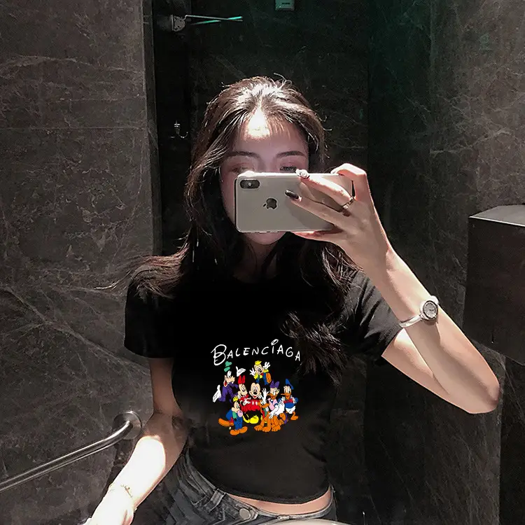 Women Balenciaga Printed Summer T-Shirt Cream — feature 3