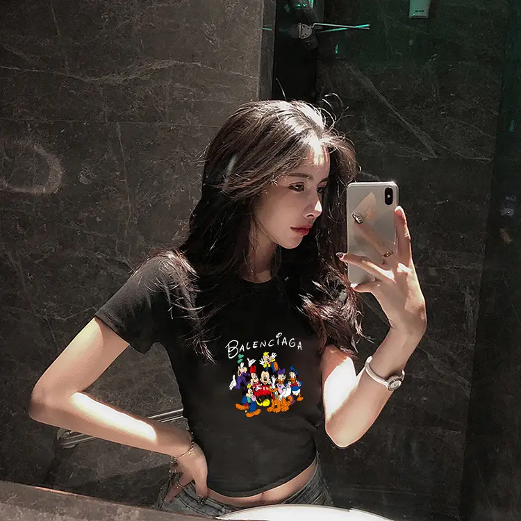 Women Balenciaga Printed Summer T-Shirt Cream — feature 4