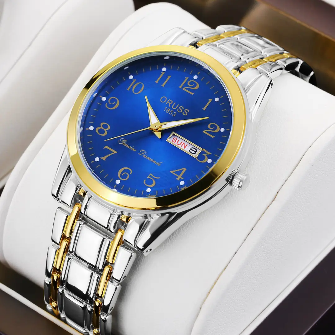 Digital Room Gold Belt Blue Face-Men's