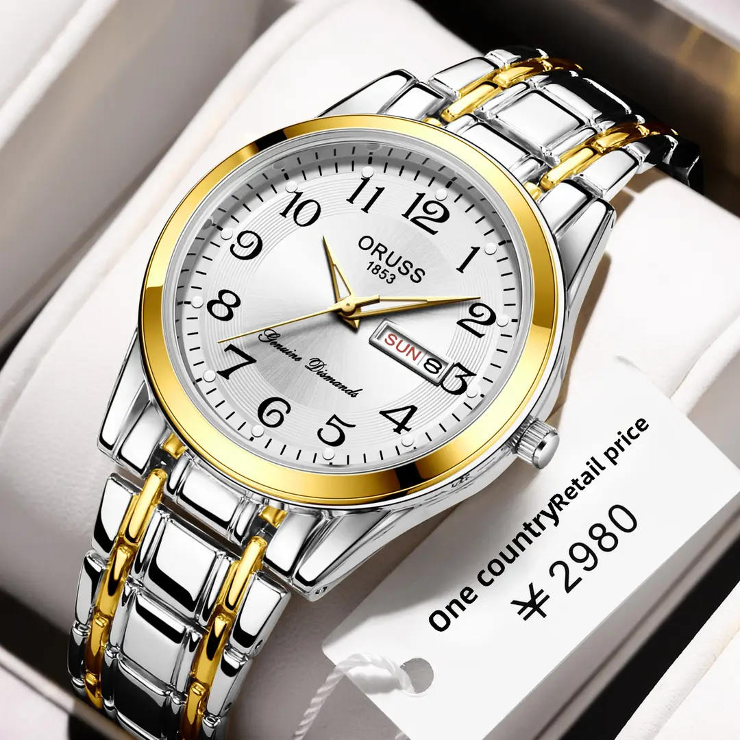 Luminous Couple Waterproof Quartz Watch Automatic Movement Luminous Waterproof Calendar Mechanical Watch Men's Large Digital Old Man Watch