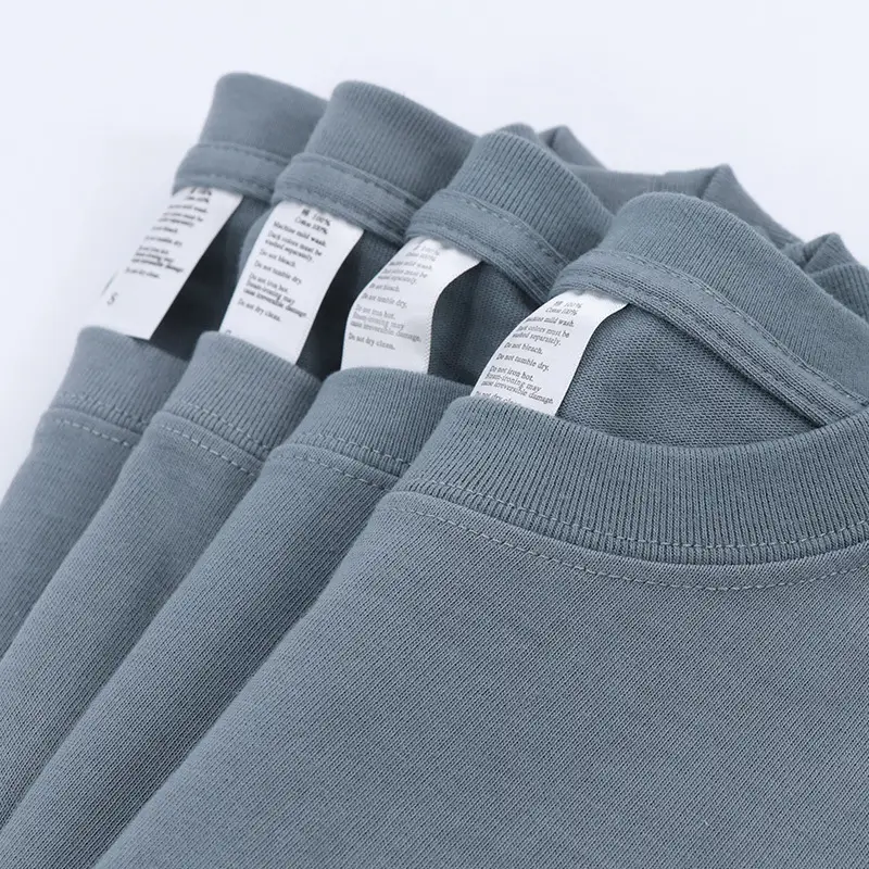 Morandi Heavy Combed Cotton Crewneck T-Shirt Grey Blue